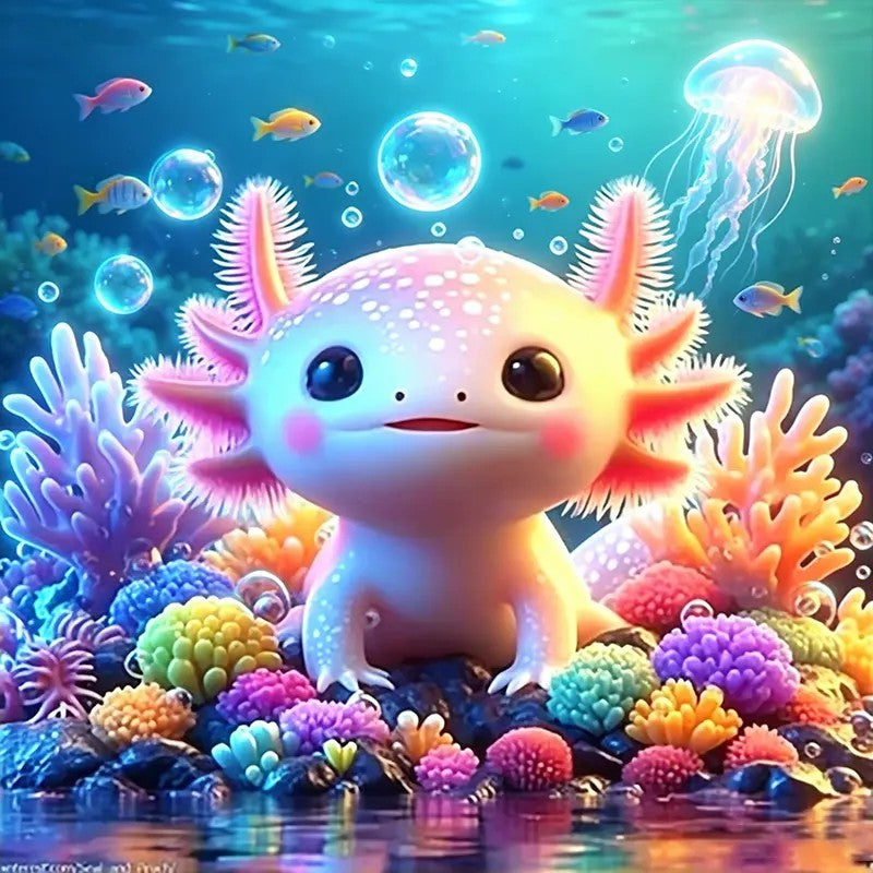Cute Underwater Axolotl Wall Art DW12