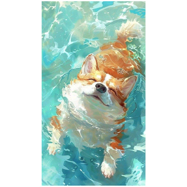 Cute Swimming Corgi Wall Art DW33