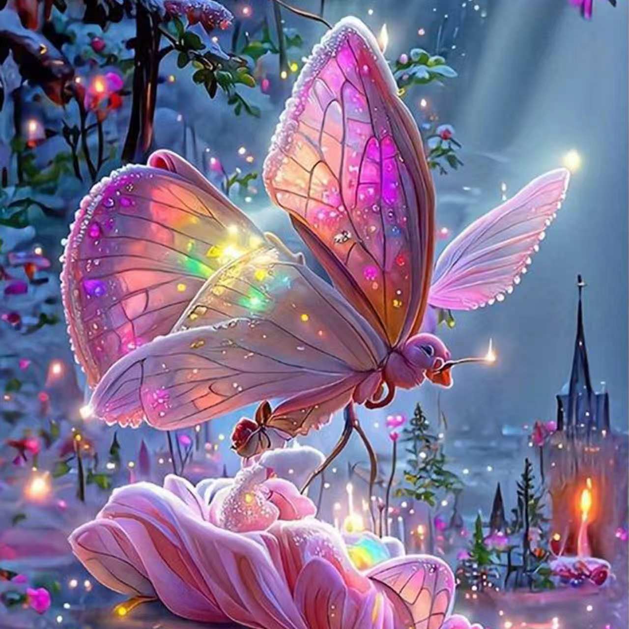 Fantasy Pink Butterfly Wall Art DW34