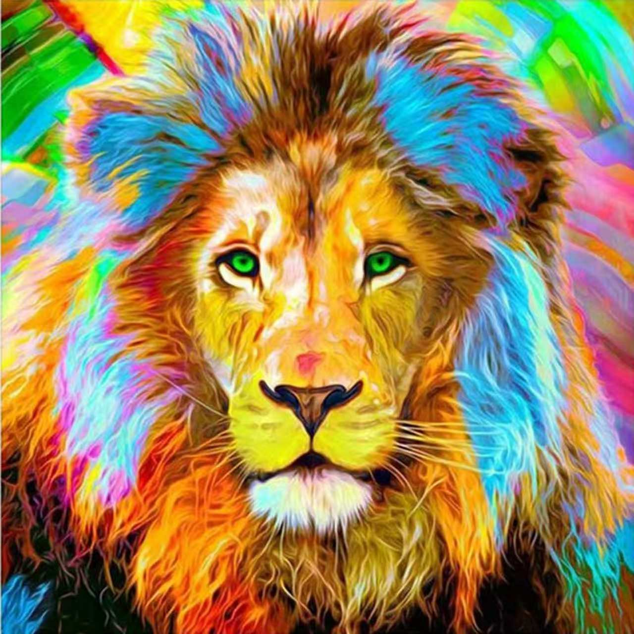Colorful Lion Portrait Wall Art DW40