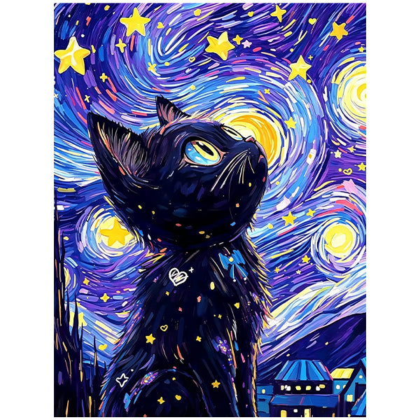 Starry Black Cat Wall Art DW7