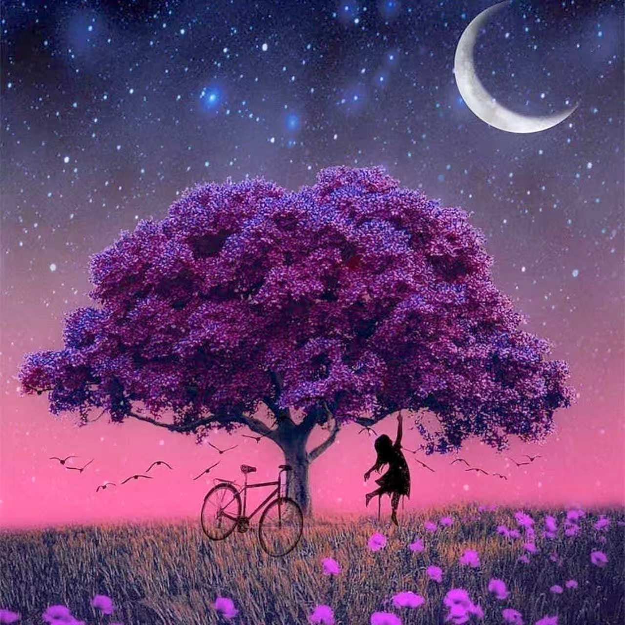 Purple Moon Tree Wall Art FJ29