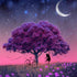 Purple Moon Tree Wall Art FJ29