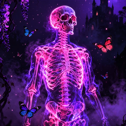 💜 Neon Skeleton &amp; Butterfly Diamond Painting-11.8" x 11.8"