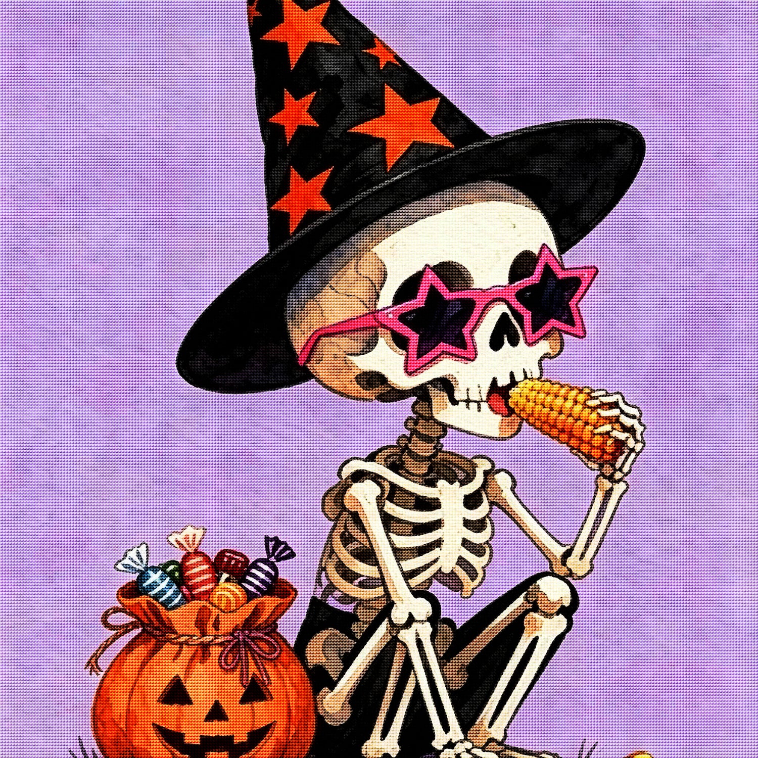 Funny Witch Skeleton Halloween Diamond Painting Kit 💀-11.8" x 11.8"