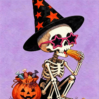 Funny Witch Skeleton Halloween Diamond Painting Kit 💀-11.8" x 11.8"