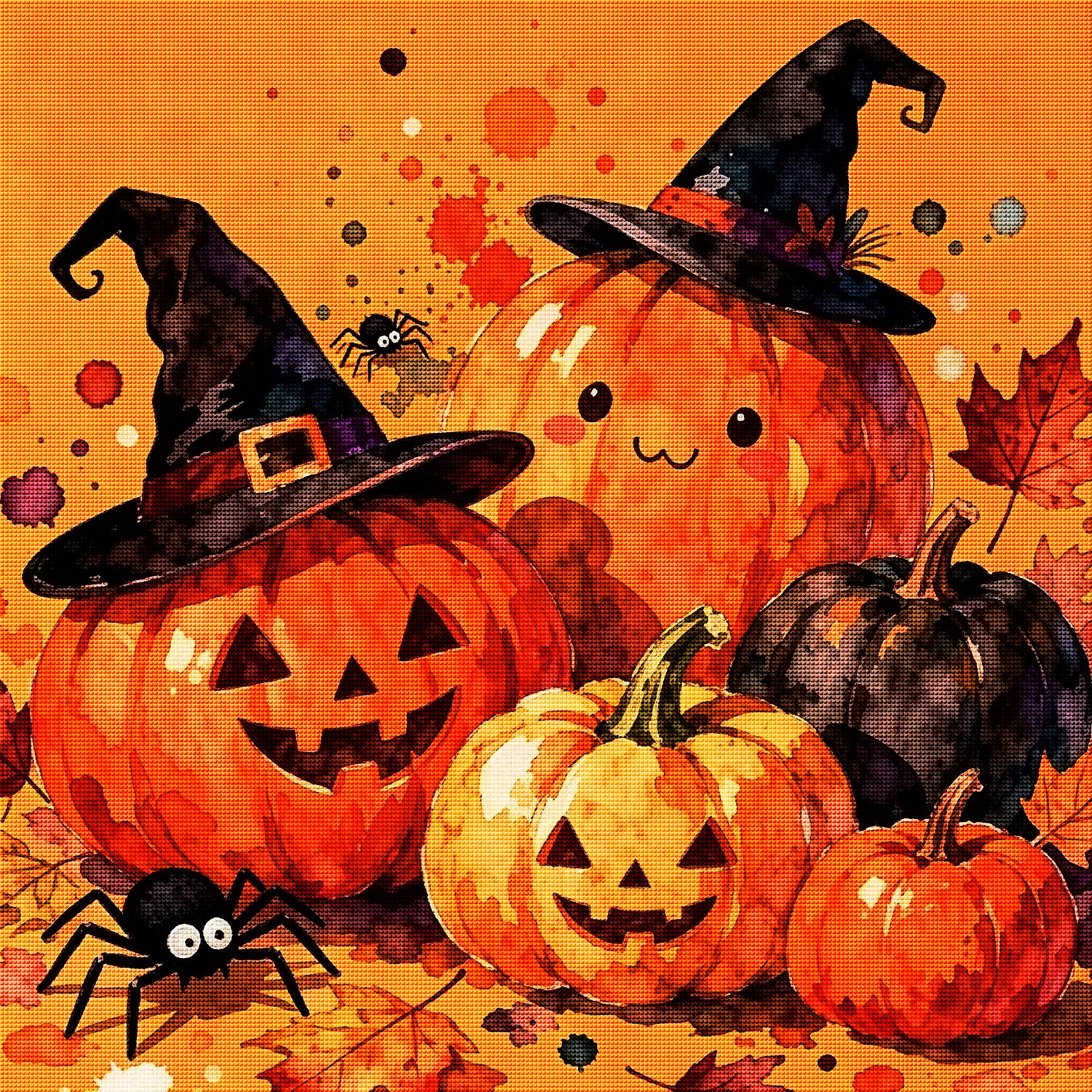 Cute Pumpkin Witch Halloween Diamond Painting Kit 🎃-11.8" x 11.8"