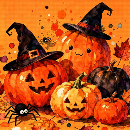 Cute Pumpkin Witch Halloween Diamond Painting Kit 🎃-11.8" x 11.8"