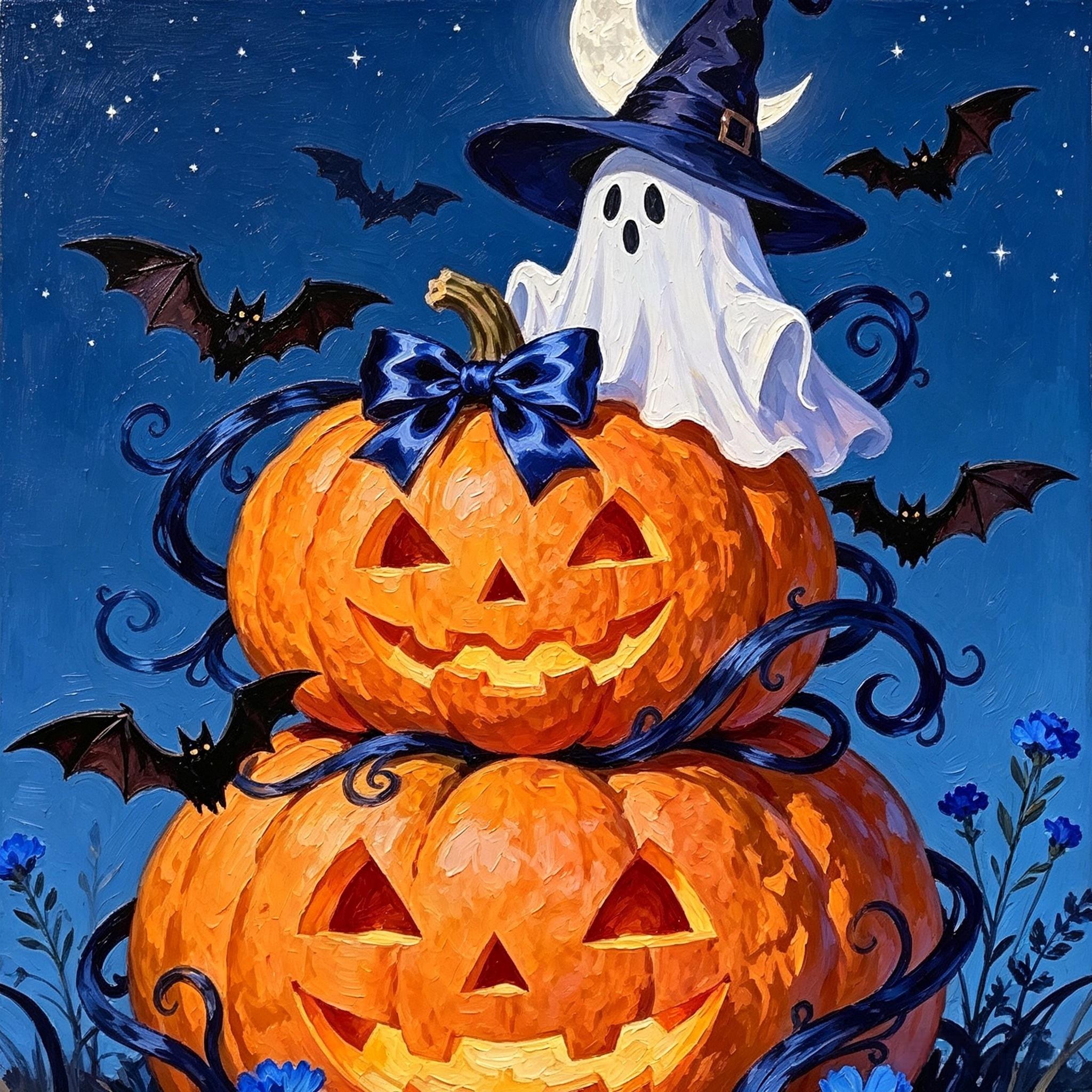 Ghost Witch &amp; Jack-O’-Lantern Halloween