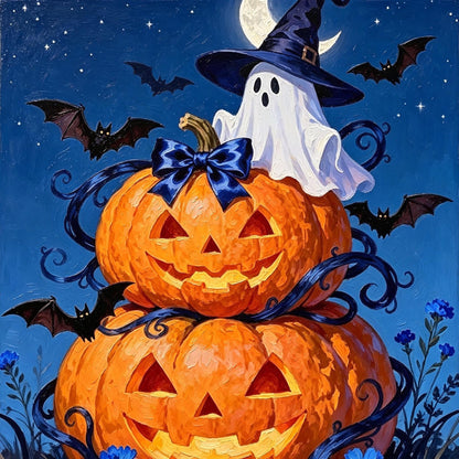 Ghost Witch &amp; Jack-O’-Lantern Halloween