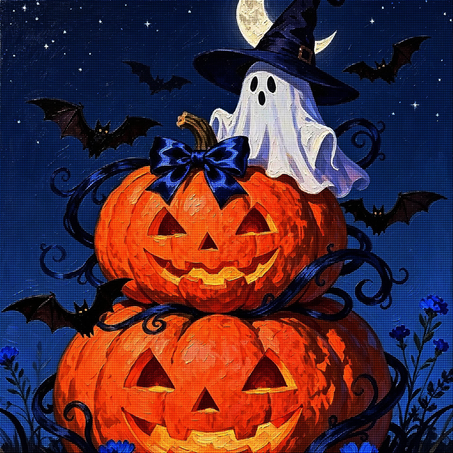 Ghost Witch &amp; Jack-O’-Lantern Halloween Diamond Painting Kit 👻-11.8" x 11.8"