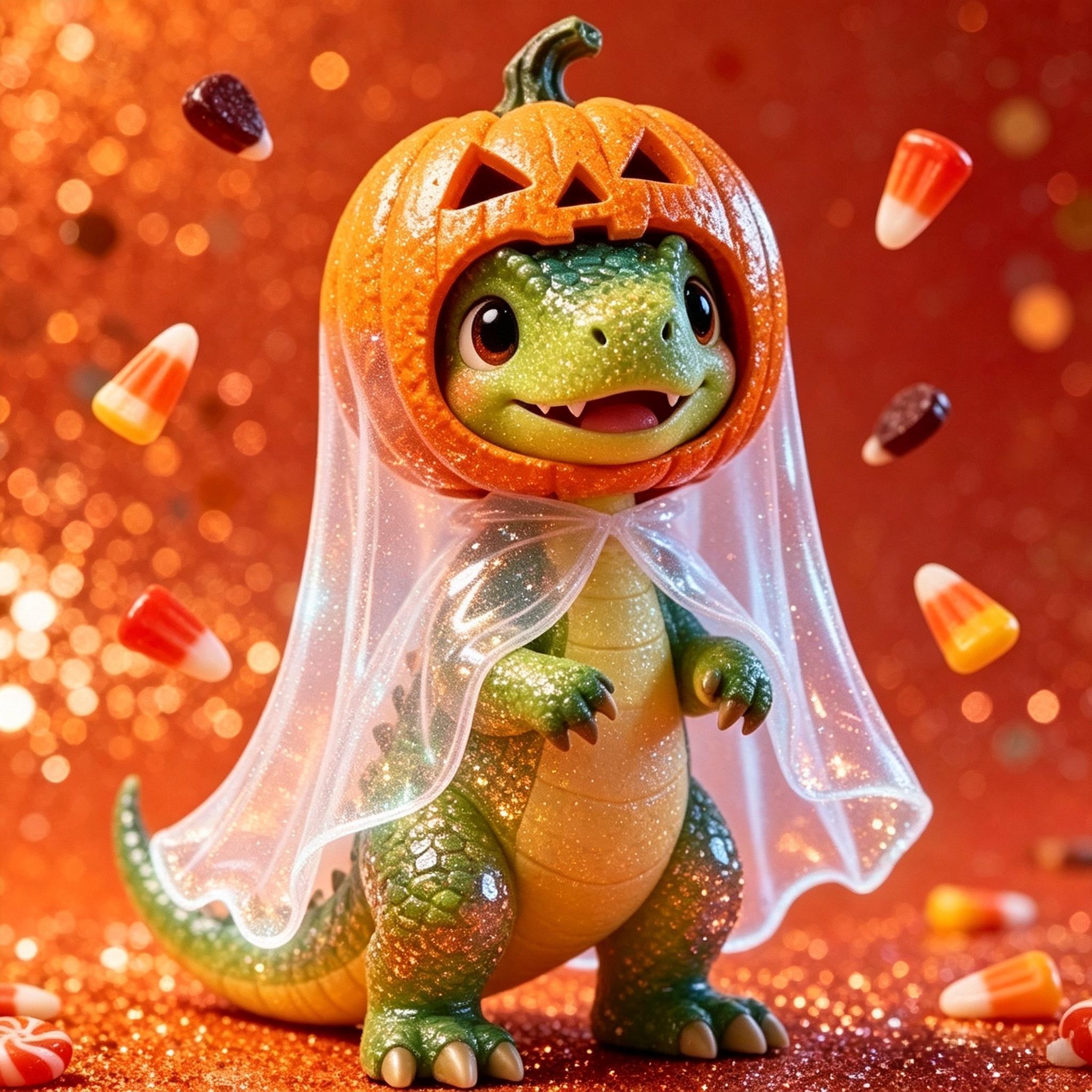 Cute Dinosaur Pumpkin Ghost Halloween Diamond Painting Kit 🎃-11.8" x 11.8"