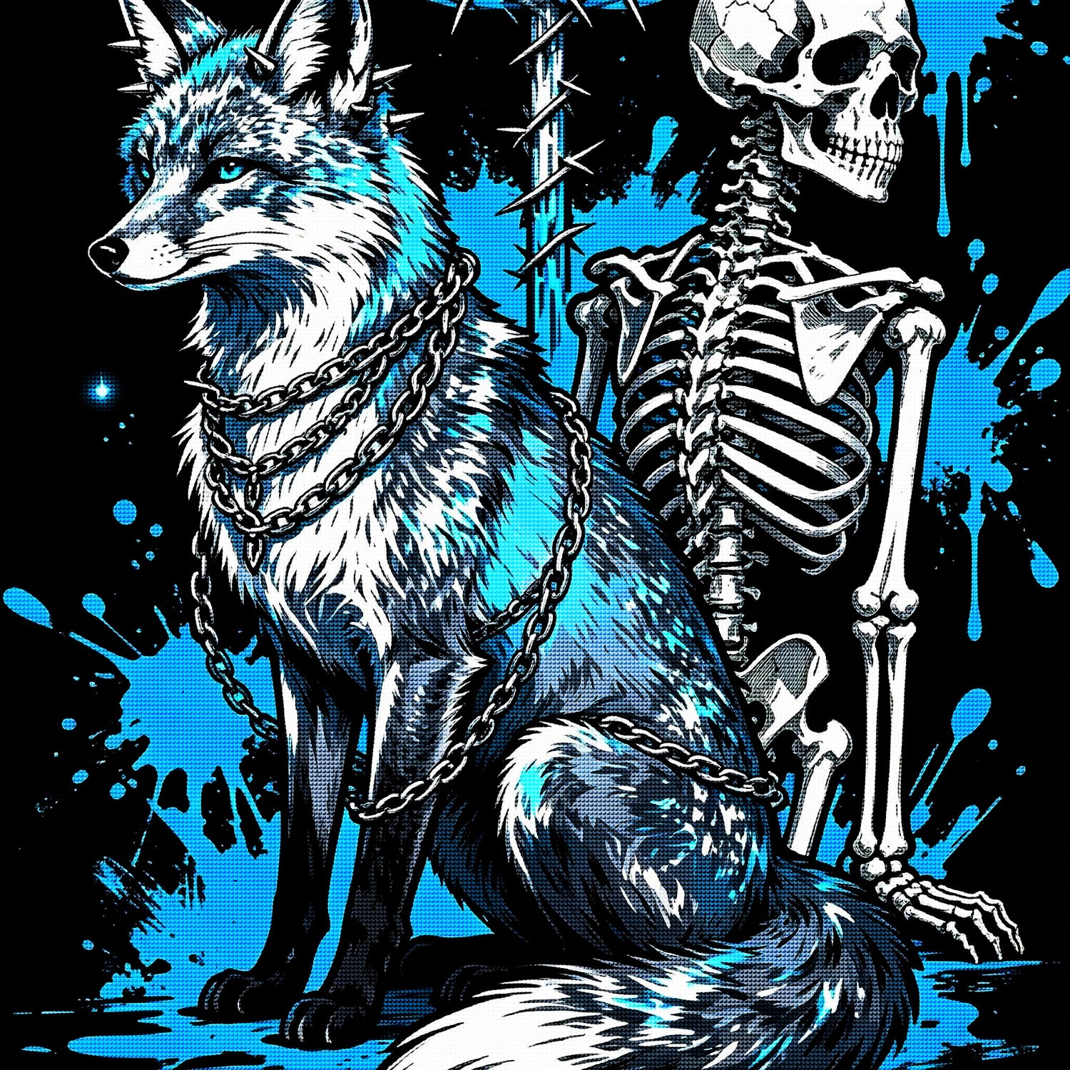 Wolf &amp; Skeleton Gothic Diamond Painting Kit 🐺-11.8" x 11.8"