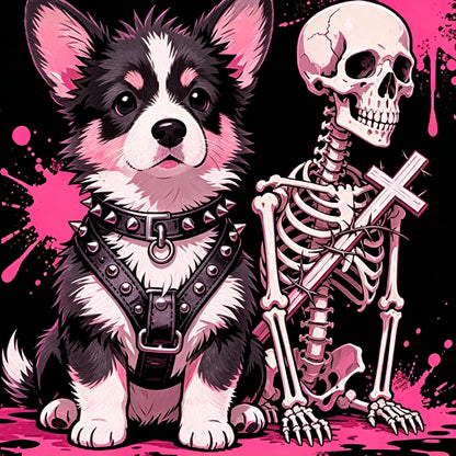 Punk Puppy &amp; Skeleton Gothic