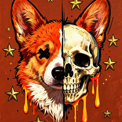 Corgi Skull Fusion Gothic Diamond Painting Kit 🐶-11.8" x 11.8"