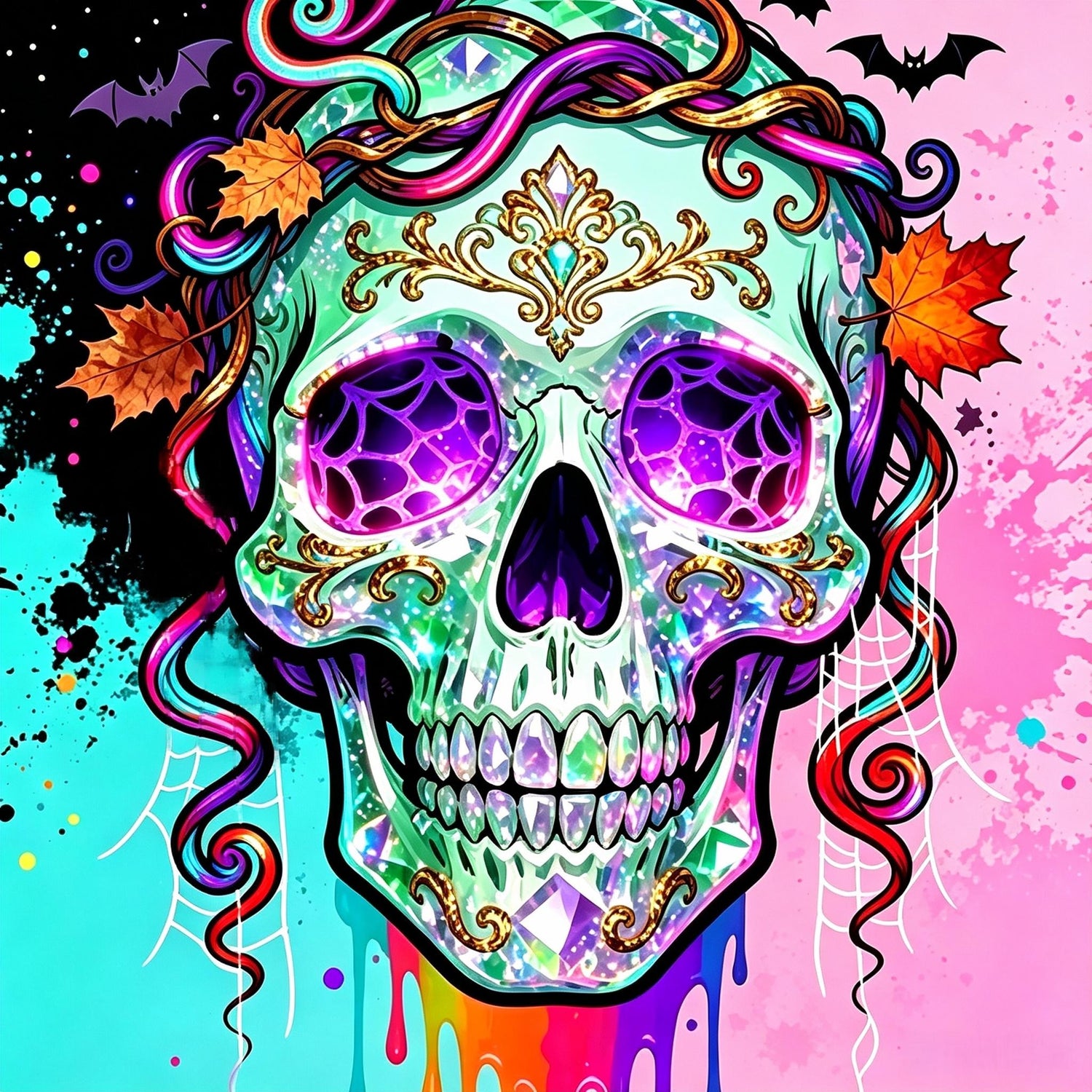 Neon Sugar Skull Halloween