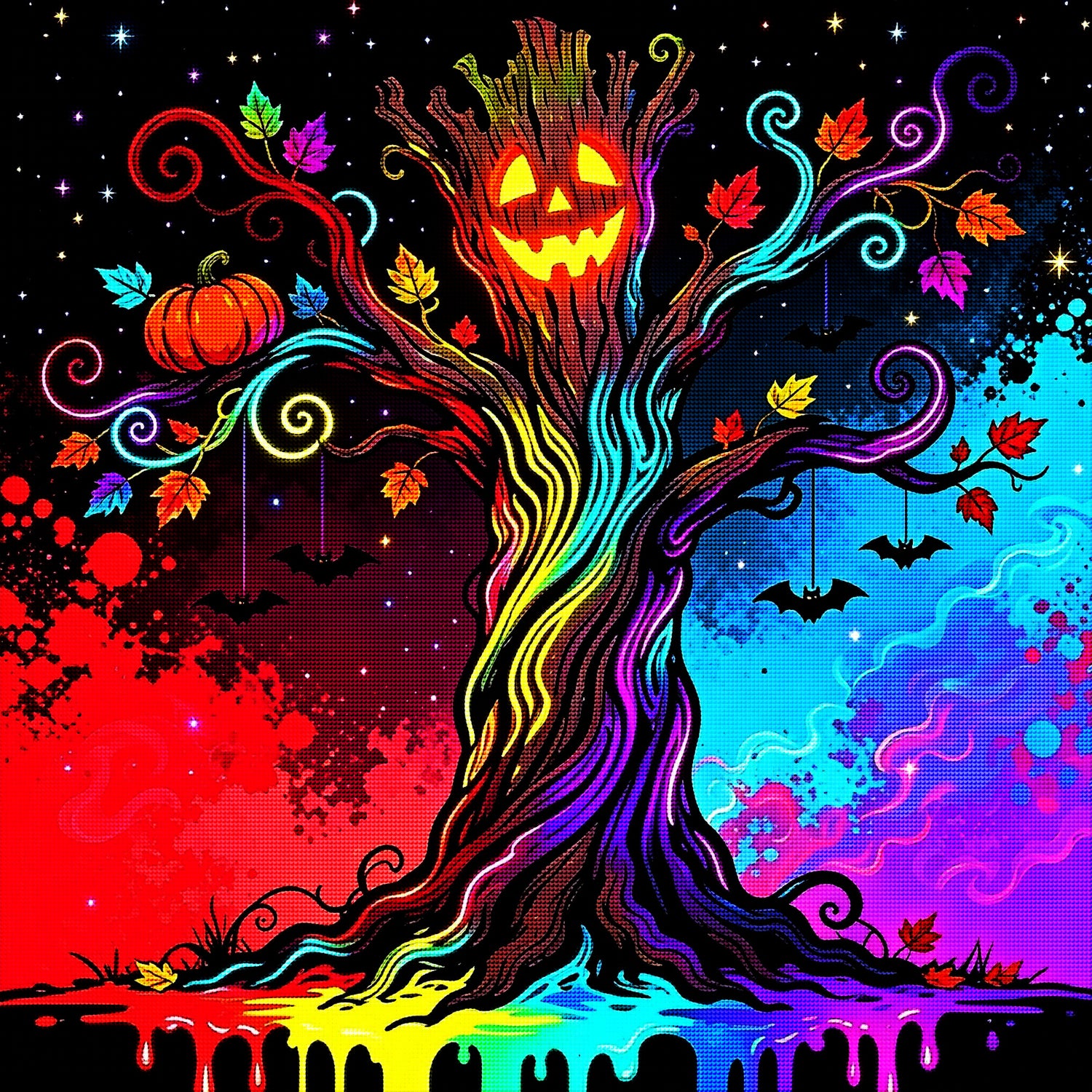 Neon Halloween Tree Diamond Painting Kit 🎃-11.8" x 11.8"