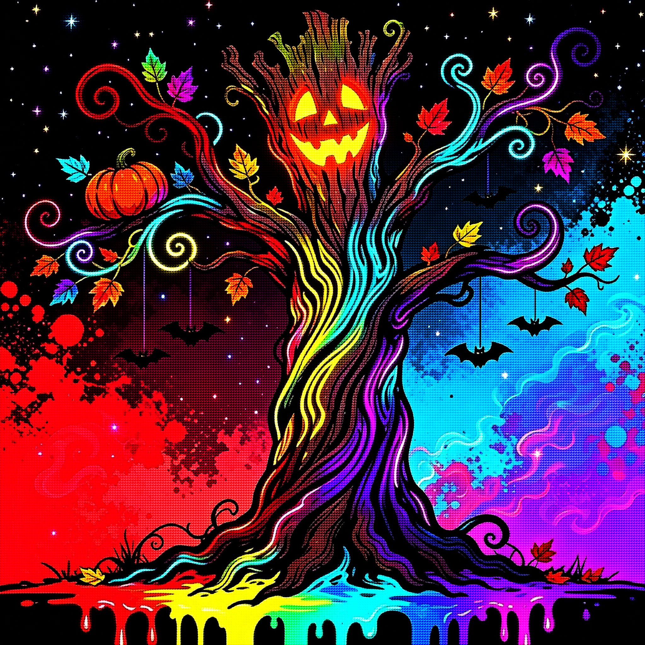 Neon Halloween Tree Diamond Painting Kit 🎃-11.8" x 11.8"