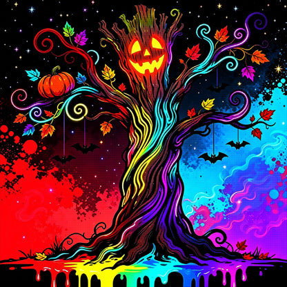 Neon Halloween Tree Diamond Painting Kit 🎃-11.8" x 11.8"