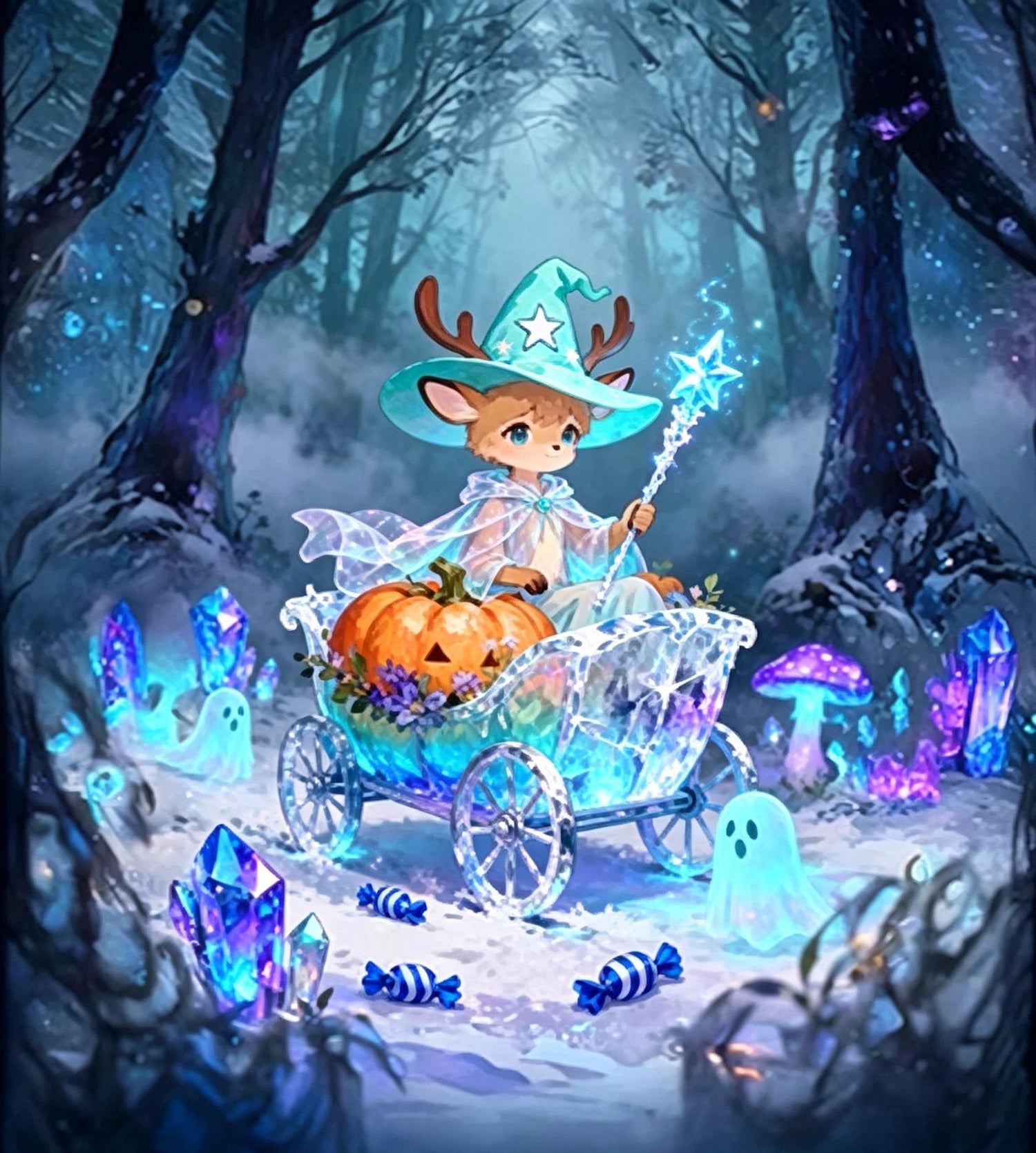 Cute Deer Witch Halloween