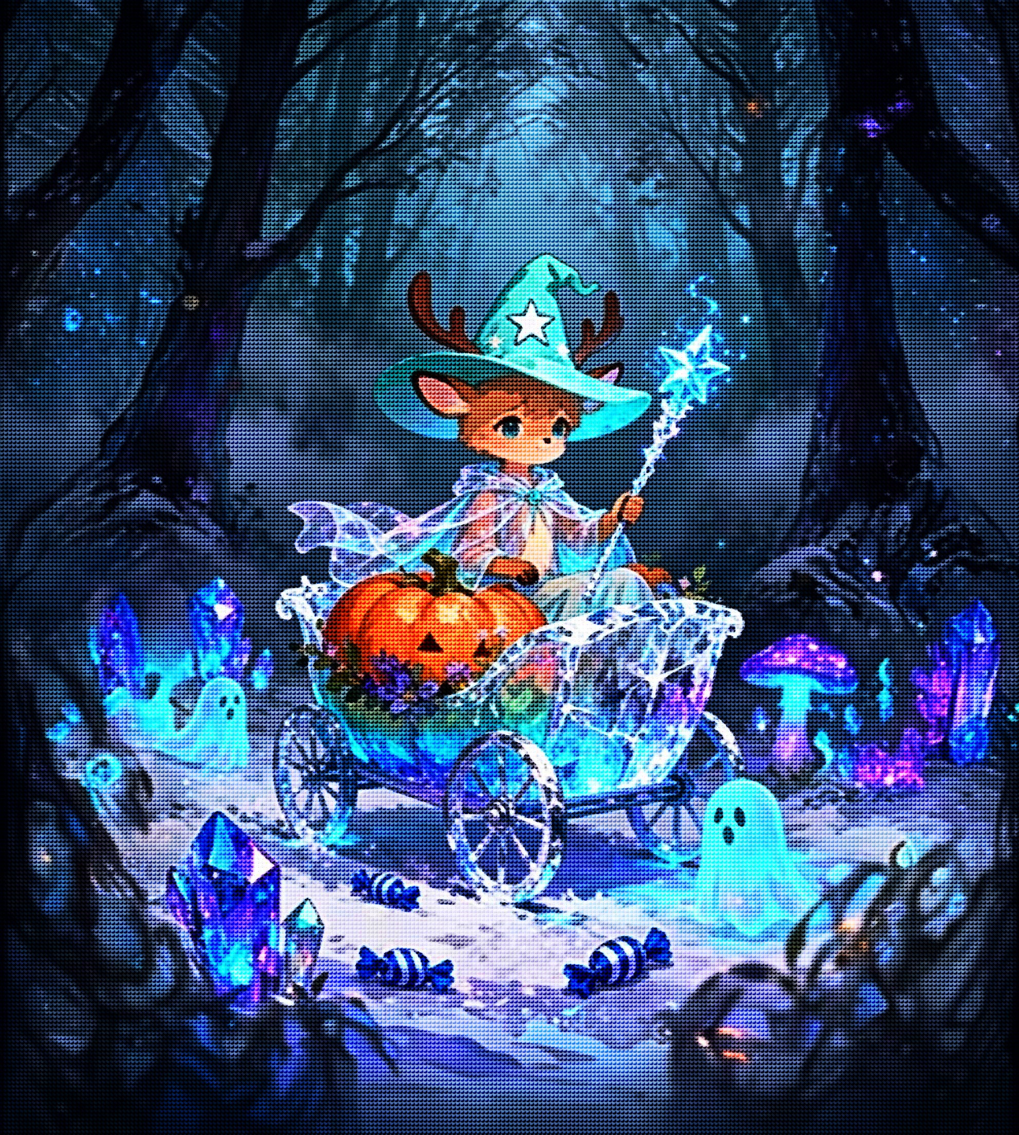 Cute Deer Witch Halloween Diamond Painting Kit 🦌-11.8" x 11.8"
