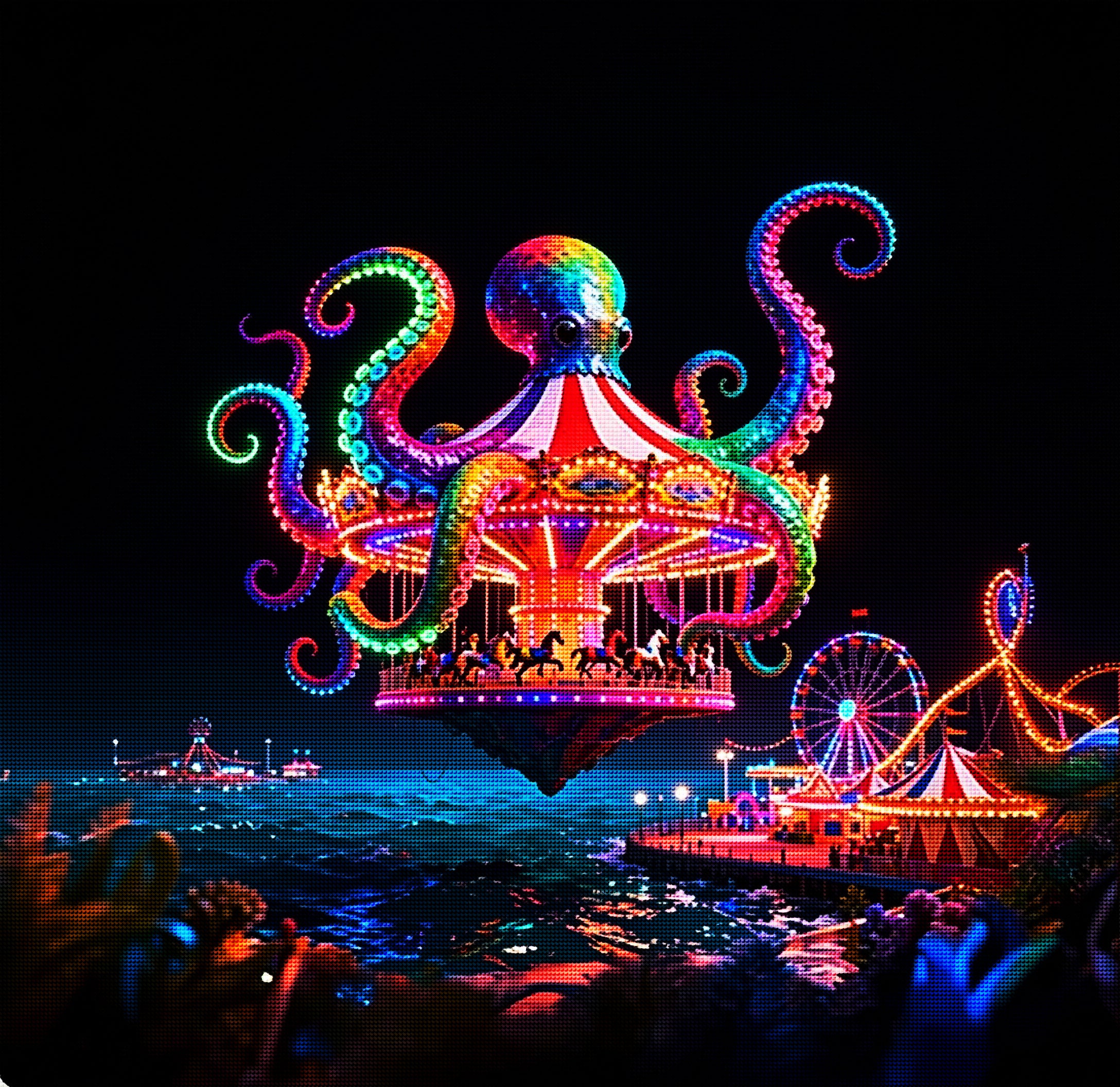 Neon Octopus Carnival Diamond Painting Kit 🐙-11.8" x 11.8"