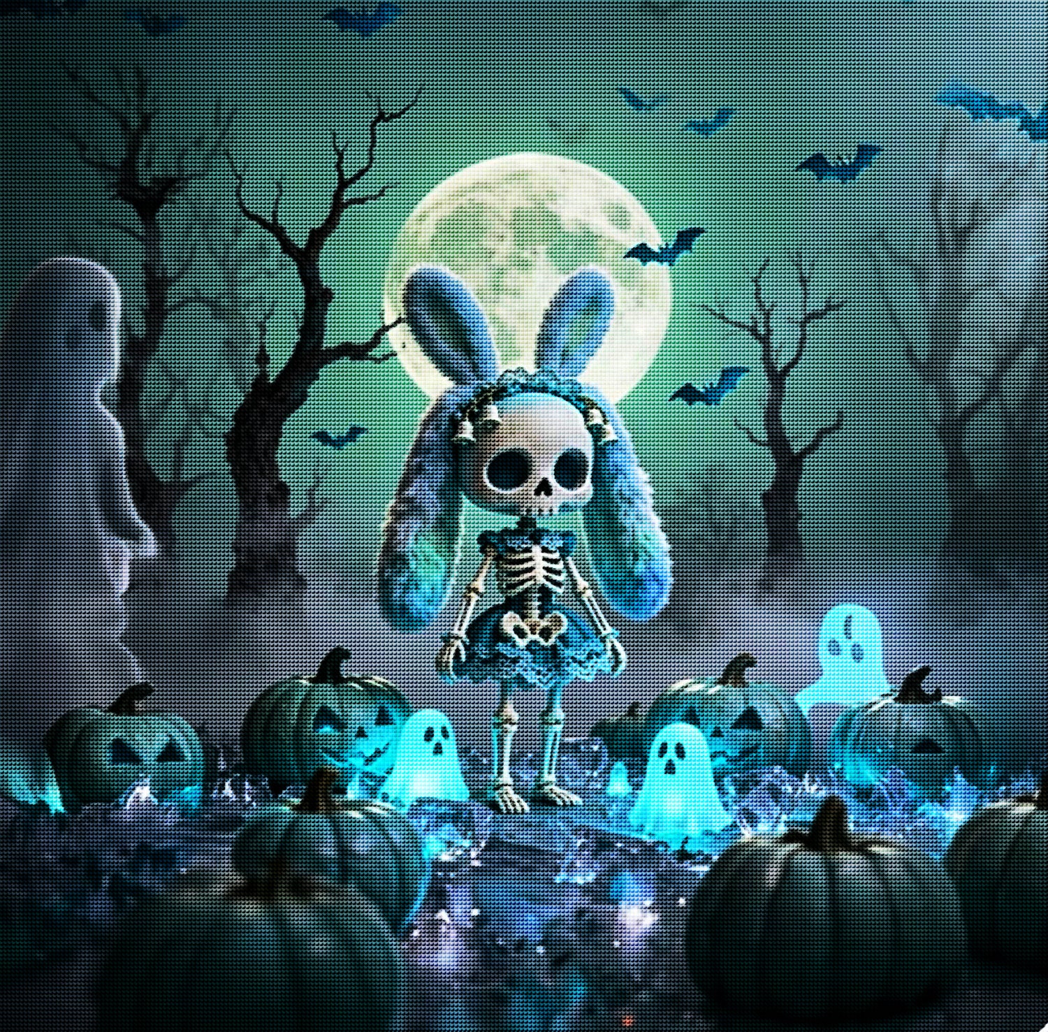 Cute Bunny Skeleton Halloween Diamond Painting Kit 🐰-11.8" x 11.8"