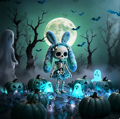 Cute Bunny Skeleton Halloween Diamond Painting Kit 🐰-11.8" x 11.8"