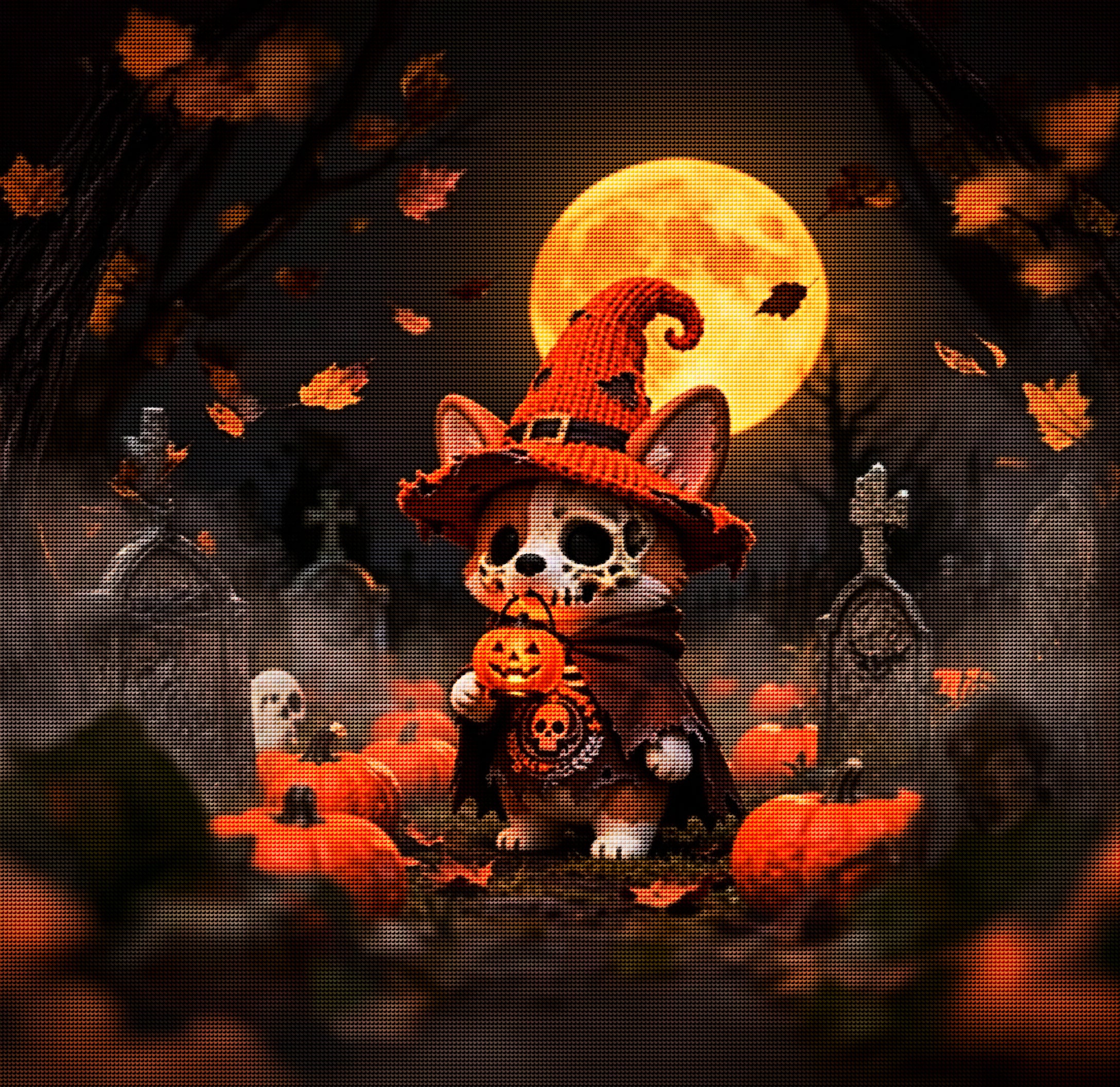 Cute Witch Corgi Halloween Diamond Painting Kit 🐶-11.8" x 11.8"