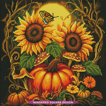 Autumn Pumpkin &amp; Sunflower Diamond Painting Kit 🎃-11.8" x 11.8"