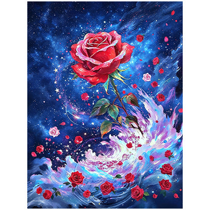 Cosmic Red Rose Galaxy Wall Art HH06