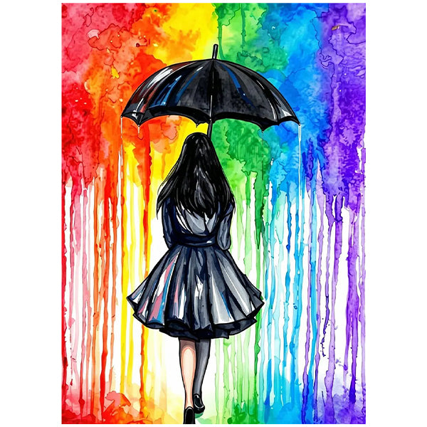 Rainbow Rain Girl Wall Art RW07