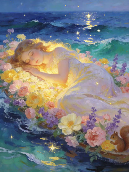 Starlit Ocean Dreamer Floral Fantasy Wall Art 🌊