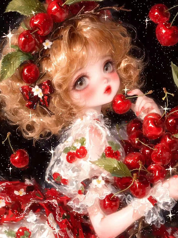 Cute blonde cherry girl