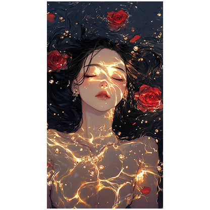 Golden Rose Water Portrait Wall Art RW12