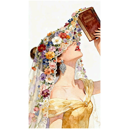 Floral Veil Woman Watercolor RW13