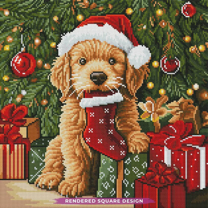 Christmas Puppy Diamond Painting Kit-11.8" x 11.8"