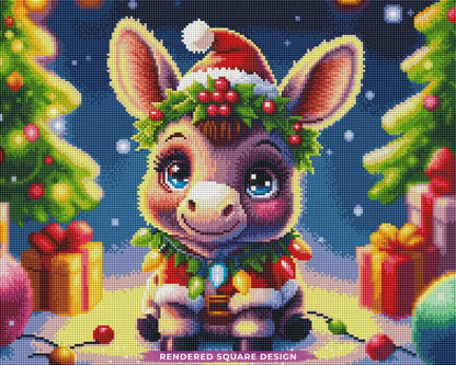 Cute Christmas Donkey Diamond Painting Kit-11.8" x 15.7"