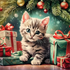Christmas Kitten Diamond Painting Kit