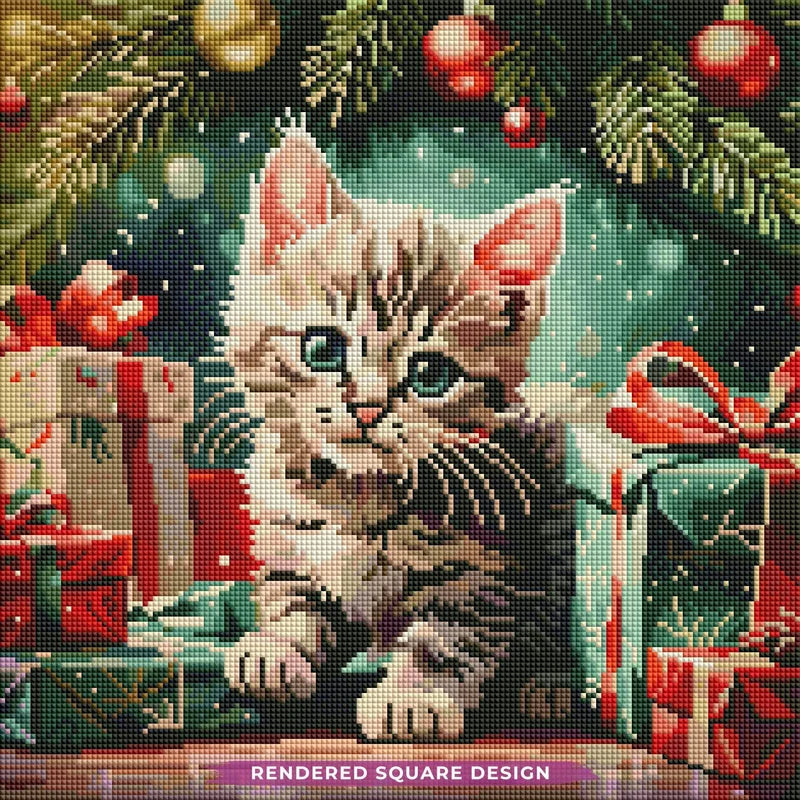 Christmas Kitten Diamond Painting Kit-11.8" x 11.8"