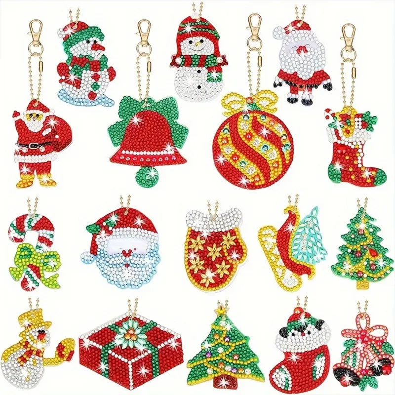 🎄 Christmas Diamond Painting Keychain Set