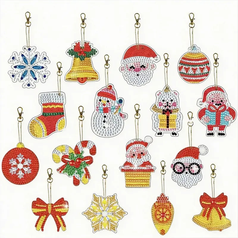 🎄 Christmas Diamond Painting Keychain Set