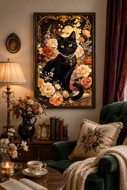 Elegant Black Cat Diamond Painting Kit