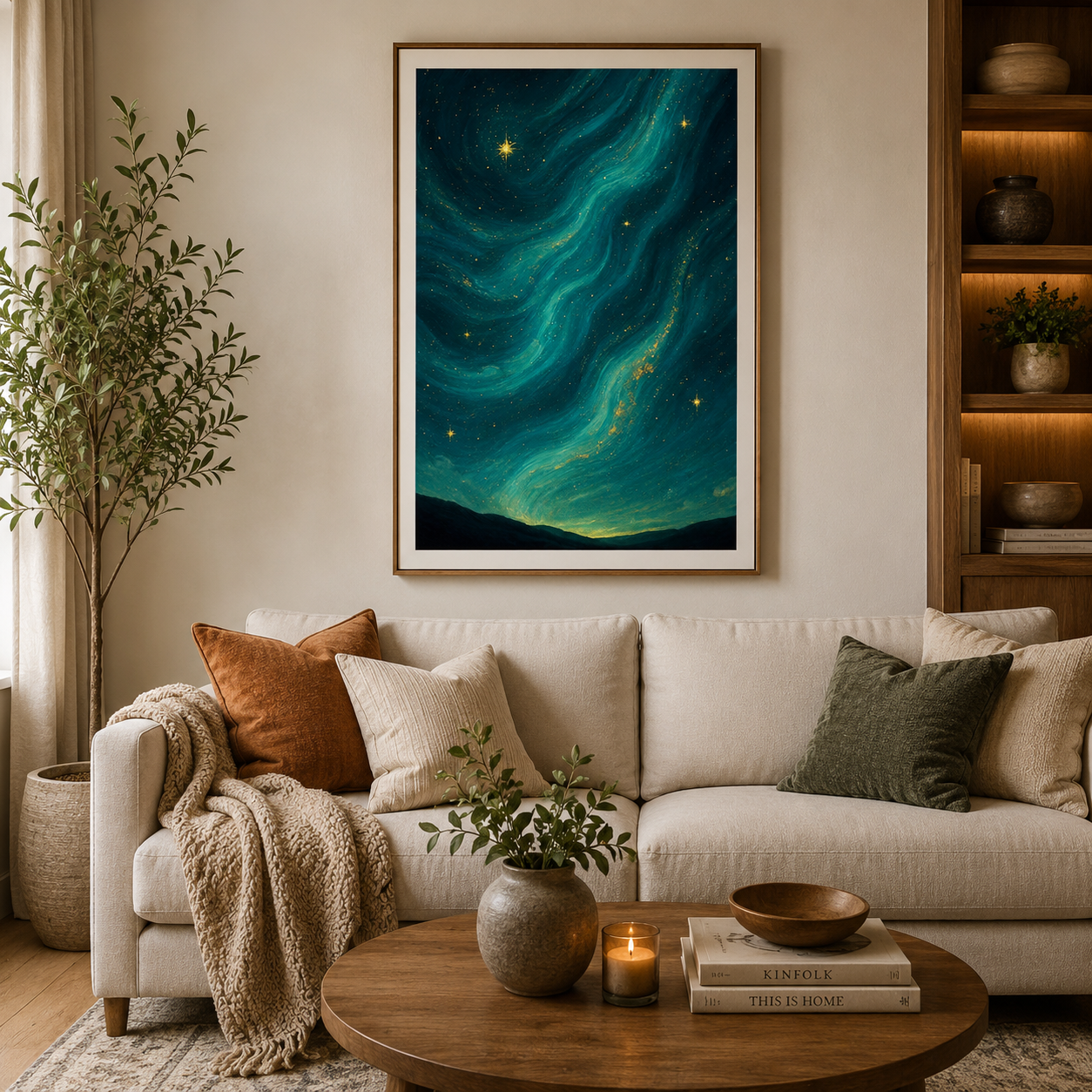 Celestial Teal Night Sky Wall Art 🌌FJ24-11.8"x 15.7&