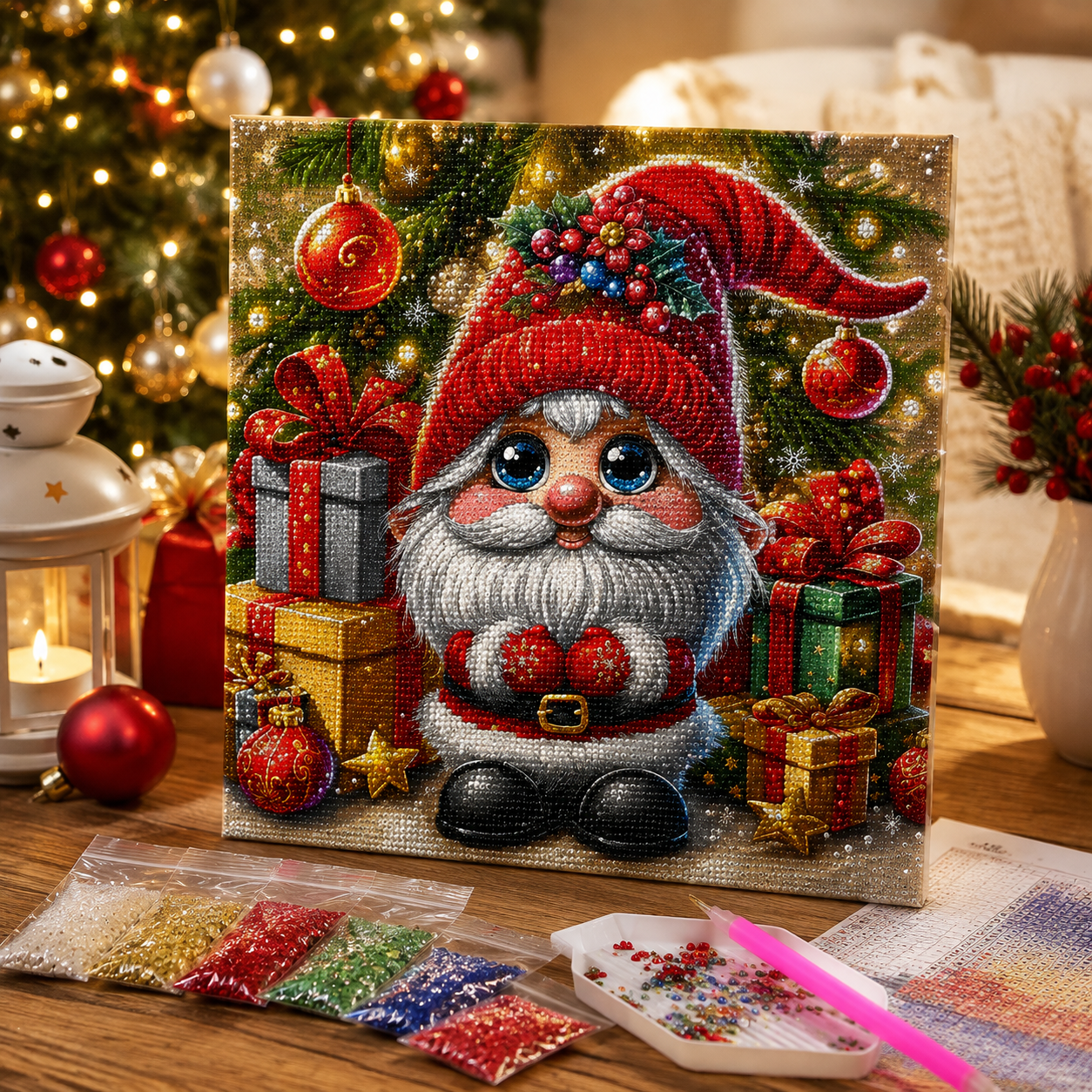 Christmas Gnome Diamond Painting Kit-11.8" x 11.8"