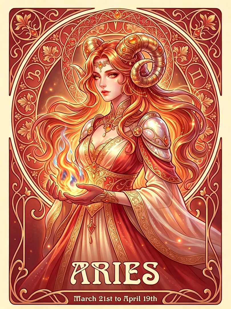 12 Zodiac Art Nouveau Diamond Painting Kits – Vintage Celestial Goddess DIY Wall Art