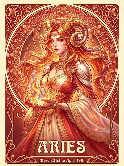 12 Zodiac Art Nouveau Diamond Painting Kits – Vintage Celestial Goddess DIY Wall Art