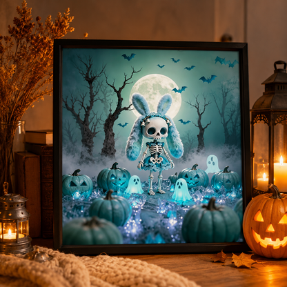 Cute Bunny Skeleton Halloween Diamond Painting Kit 🐰-11.8" x 11.8"