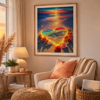 Romantic Beach Heart Wall Art FJ06-11.8"x 15.7&