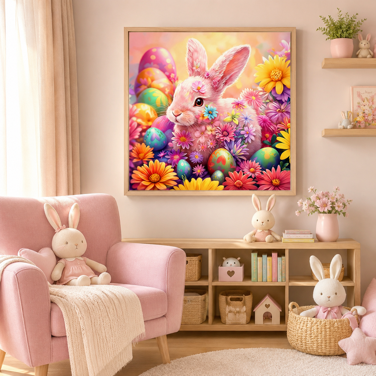 Easter Bunny Floral Wall Art DW31—11.8&
